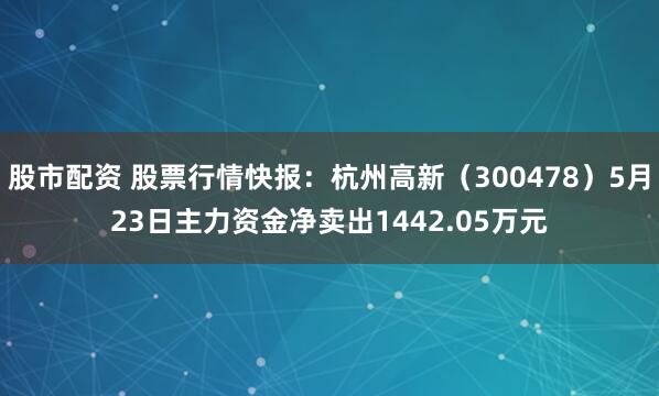 股市配资 股票行情快报：杭州高新（300478）5月23日主力资金净卖出1442.05万元